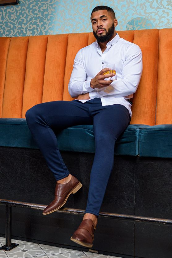 muži čierna 614 elegantné spoločenské nohavice YoungLA oblečenie X2044739