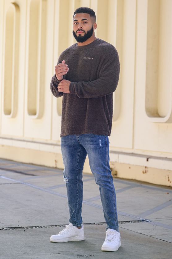 muži čierne umývanie Prispôsobené džínsy slim fit 607 YoungLA oblečenie X2044746