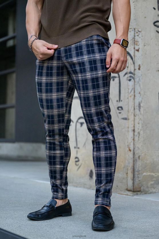 muži námornícka/biela 615 nových spoločenských nohavíc YoungLA oblečenie X2044753