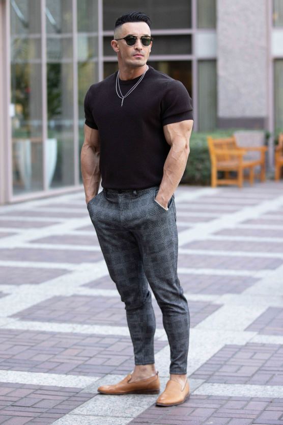 muži námornícka/biela 615 nových spoločenských nohavíc YoungLA oblečenie X2044753