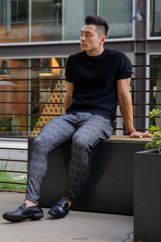 muži námornícka/biela 615 nových spoločenských nohavíc YoungLA oblečenie X2044753