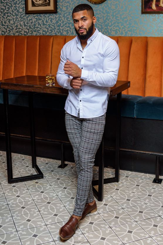 muži sivá 614 elegantné spoločenské nohavice YoungLA oblečenie X2044742