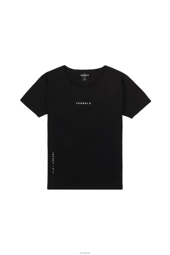 muži čierna 447 tričko surového strihu so širokým krkom YoungLA oblečenie X2044230