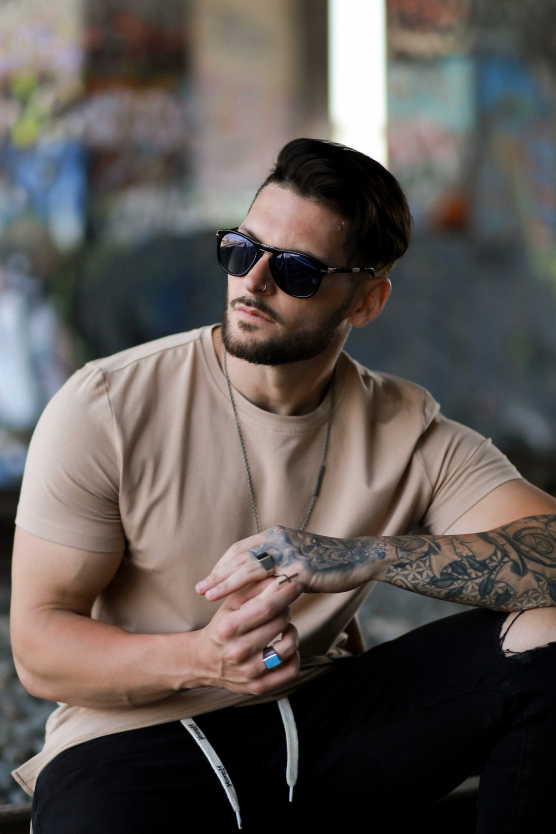 muži kaki 411 perfektné tričko - rovný spodok YoungLA oblečenie X2044191