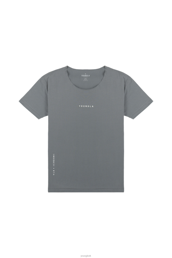 muži sivá 447 tričko surového strihu so širokým krkom YoungLA oblečenie X2044231