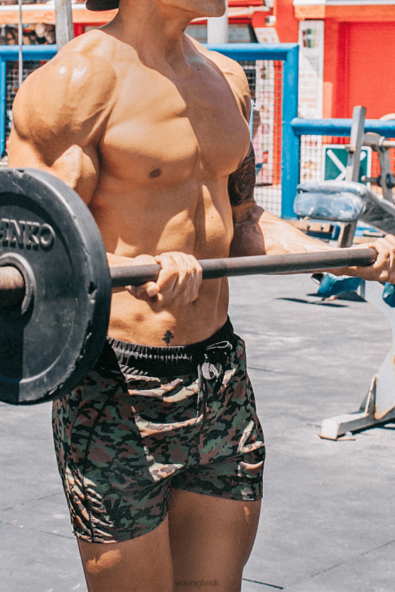 muži celá šedá 101 kulturistické krátke šortky YoungLA oblečenie X2044688
