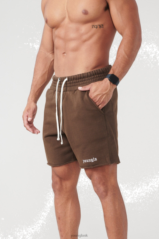 muži hnedé umývanie 110 san diego froté šortky YoungLA oblečenie X2044538