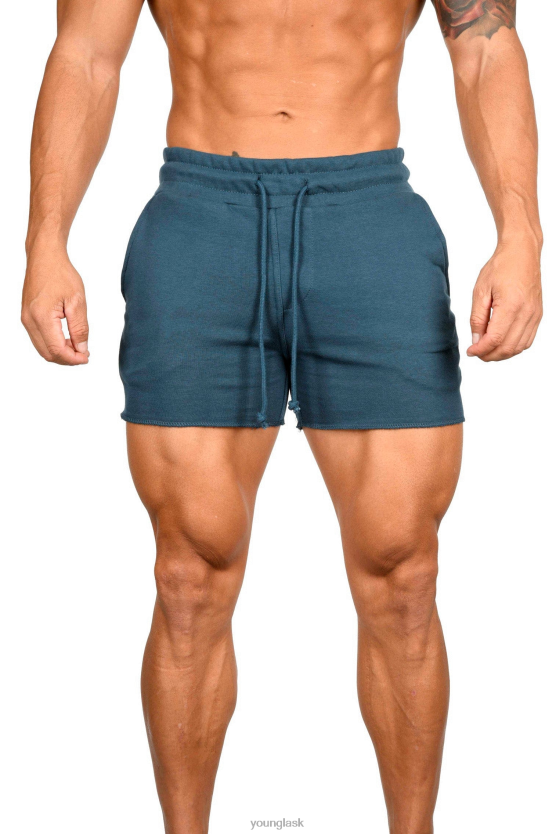 muži modrozelený 102 kulturistické francúzske froté šortky YoungLA oblečenie X2044654