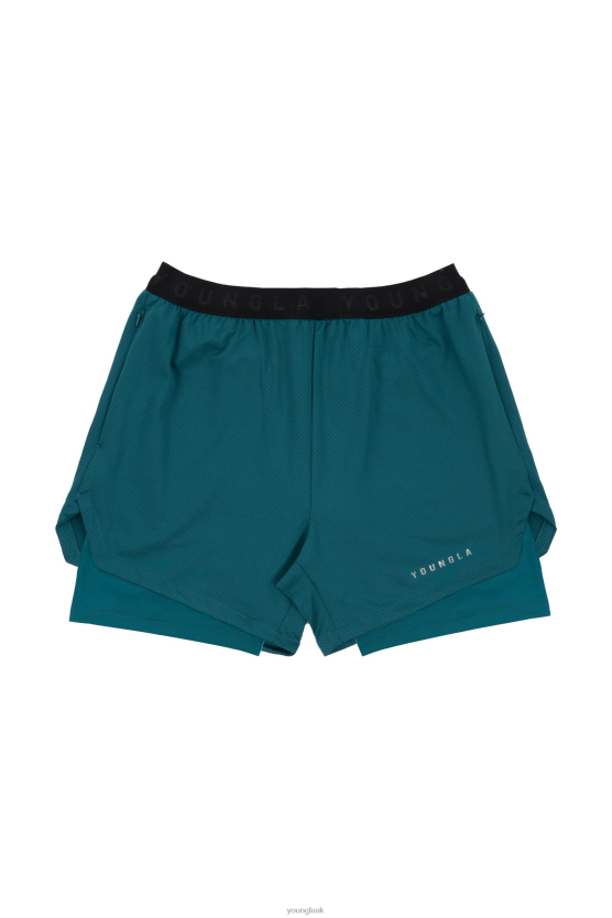 muži modrozelený 129 trilógie kompresné šortky YoungLA oblečenie X2044531