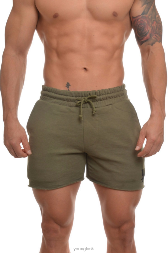 muži olivový 102 kulturistické francúzske froté šortky YoungLA oblečenie X2044644