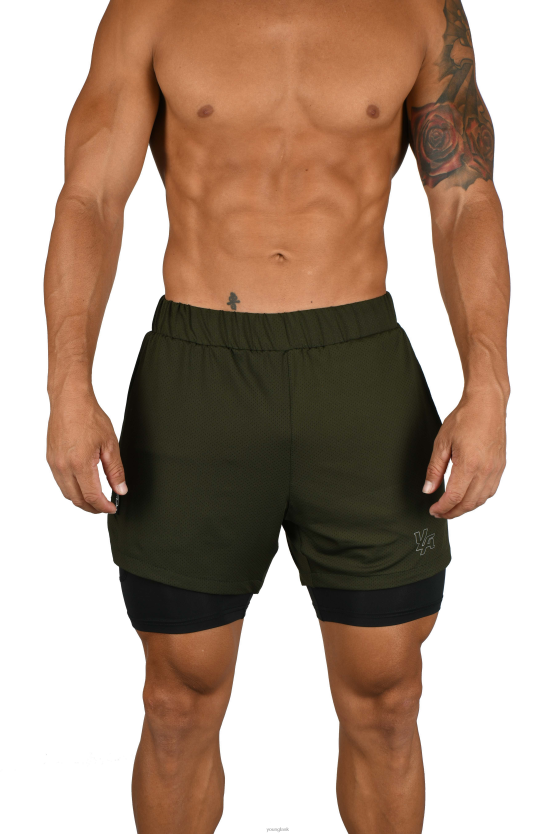 muži olivová/čierna 105 kompresné šortky 2.0 YoungLA oblečenie X2044567