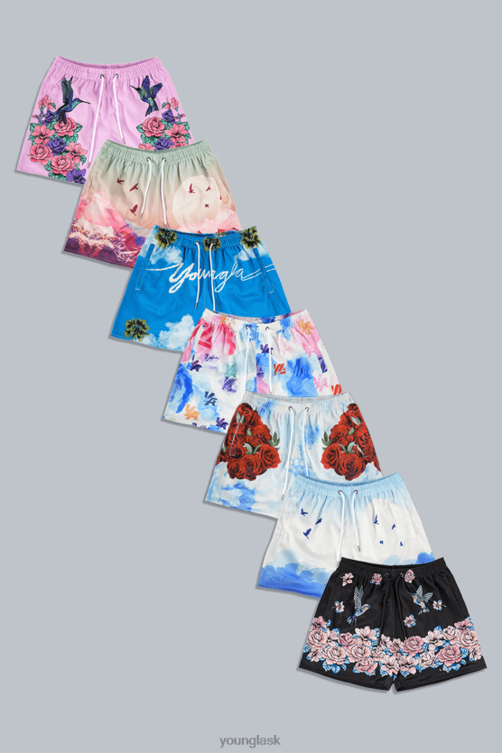 muži ruže sú červené 141 blokové párty šortky YoungLA oblečenie X2044609