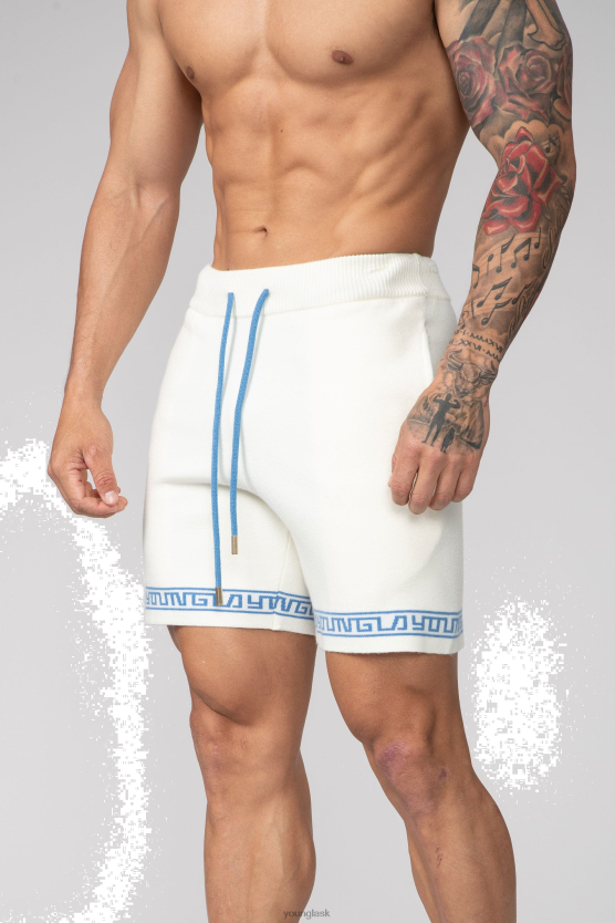 muži sivobiely 116 hieroglyfických pletených šortiek YoungLA oblečenie X2044673