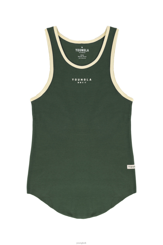 muži lesná zeleň 313 raketových rebrových nádrží YoungLA oblečenie X204450