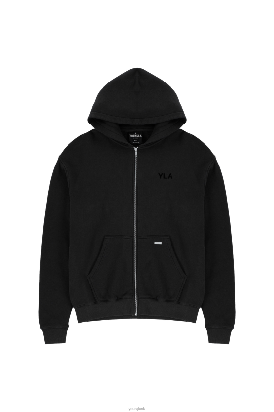 muži čierne umývanie 515 monarch mikina na zips YoungLA oblečenie X2044789