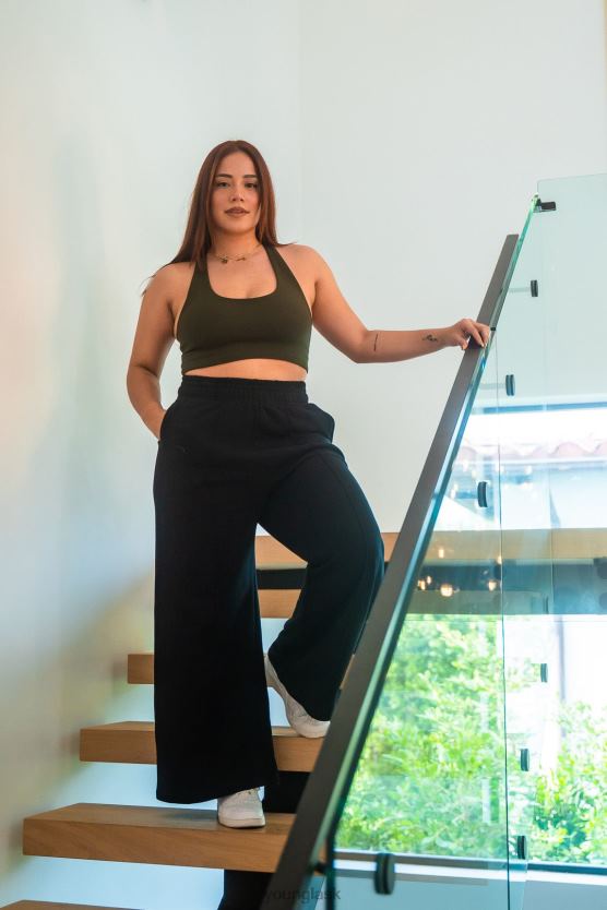 ženy svetlo hnedá W201 široké fleecové nohavice YoungLA oblečenie X20441144