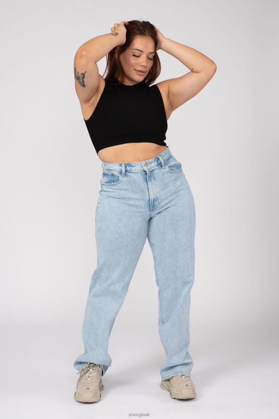 ženy čierna W301 obrysová rebrovaná nádrž YoungLA oblečenie X20441051