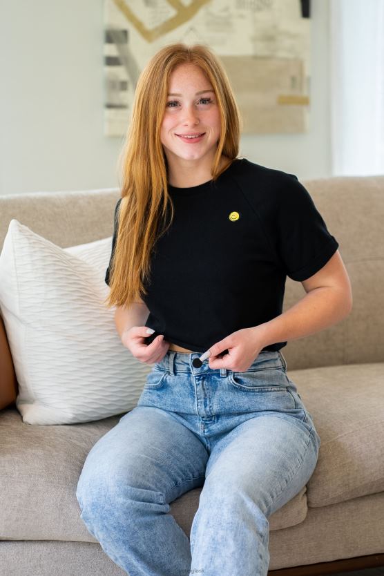 ženy čierna W411 tričko s raglánovým skrátením YoungLA oblečenie X20441054