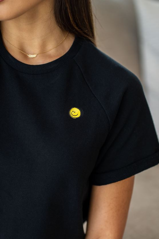 ženy čierna W411 tričko s raglánovým skrátením YoungLA oblečenie X20441054