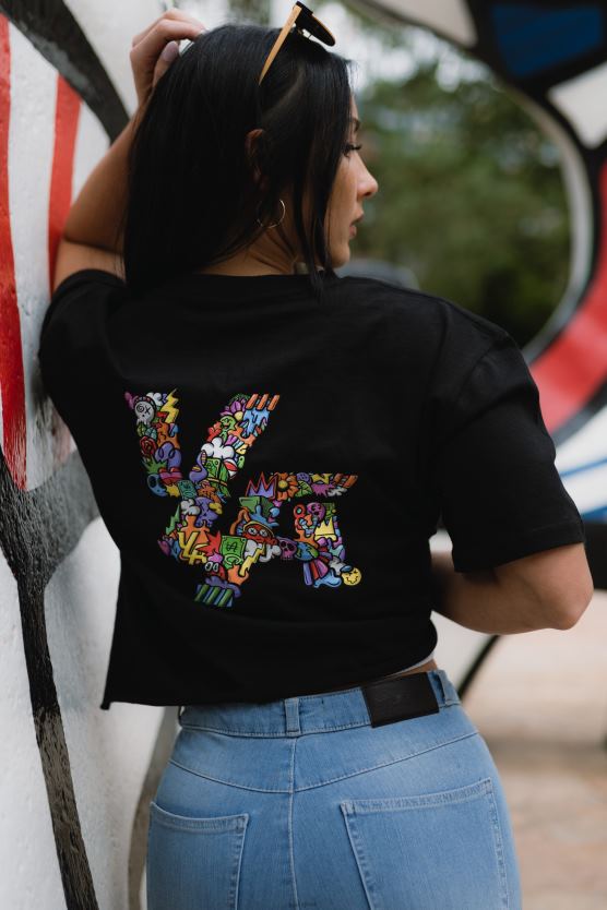 ženy čierna W421 trippy oversized tričko YoungLA oblečenie X20441080