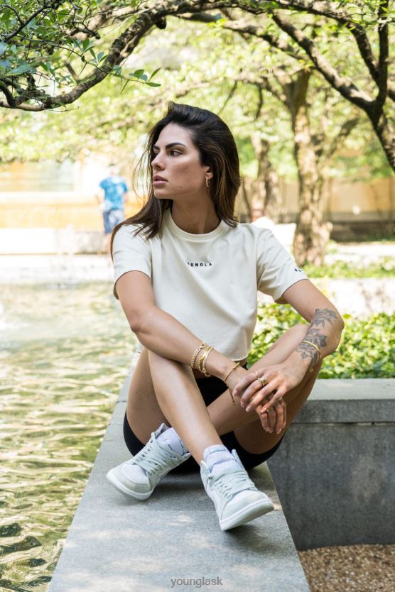 ženy ružový nápoj W403 zavedené skrátené tričko YoungLA oblečenie X20441023