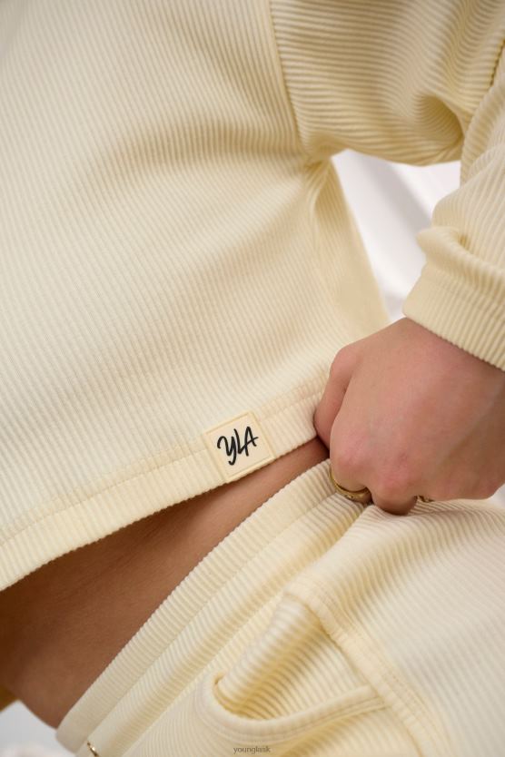 ženy slonovina w413 broskyňový skrátený dlhý rukáv YoungLA oblečenie X20441071