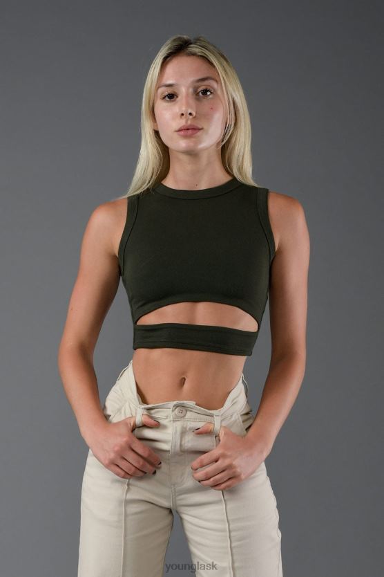 ženy tmavá oliva W302 sashe tielko YoungLA oblečenie X20441043