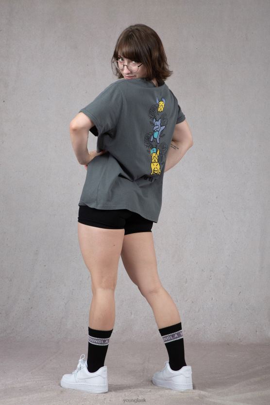 ženy zelené umývanie W417 iggy oversized tričko YoungLA oblečenie X20441056