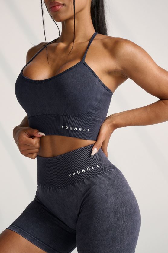ženy šedé umývanie W311 karbónová športová podprsenka s krížovým chrbtom YoungLA oblečenie X20441005