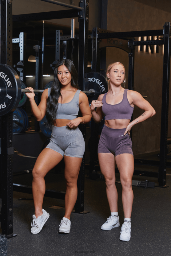 ženy šedé umývanie W315 karbónová rebrovaná športová podprsenka YoungLA oblečenie X20441008