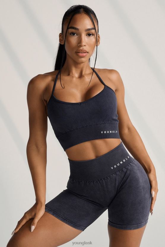 ženy čierne umývanie W311 karbónová športová podprsenka s krížovým chrbtom YoungLA oblečenie X20441004