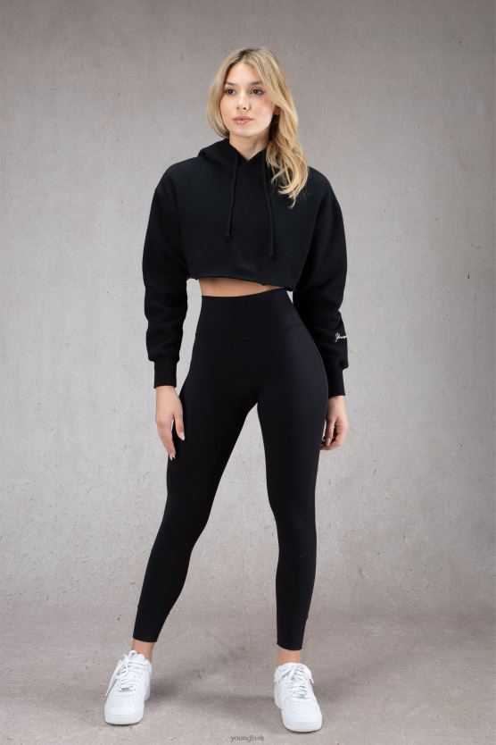 ženy čierna W508 perfektne skrátená mikina s kapucňou YoungLA oblečenie X20441174